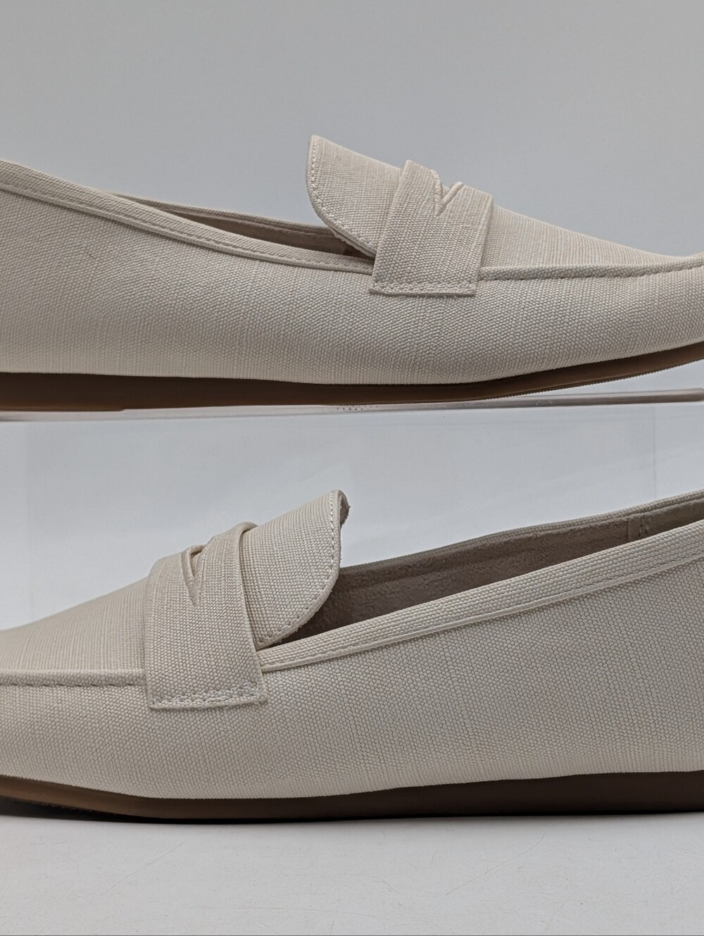 Kensie Womens Sz 10 EU 41 Yelena Canvas Penny Loafer Flat Slip-On Cream Shoe - Picture 9 of 17